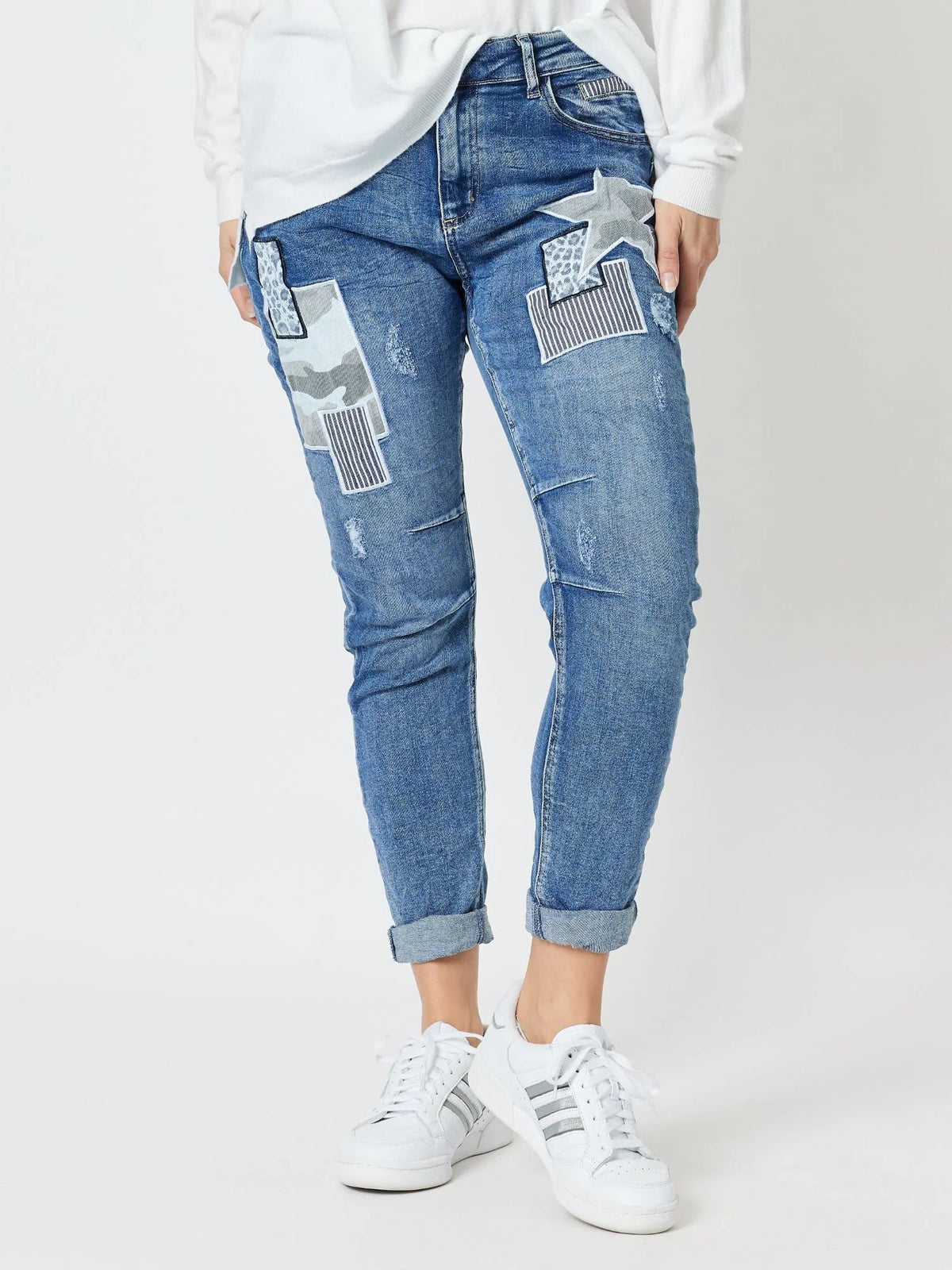 THREADZ_STELLA PATCH DENIM JEAN _ STELLA PATCH DENIM JEAN _ Ebony Boutique NZ
