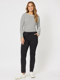 THREADZ_TIE FRONT JOGGER JEAN BLACK _ TIE FRONT JOGGER JEAN BLACK _ Ebony Boutique NZ