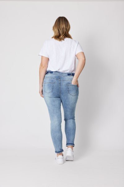 THREADZ_TIE FRONT JOGGER JEAN DENIM _ TIE FRONT JOGGER JEAN DENIM _ Ebony Boutique NZ