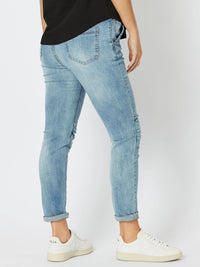 THREADZ_TIE FRONT JOGGER JEAN DENIM _ TIE FRONT JOGGER JEAN DENIM _ Ebony Boutique NZ