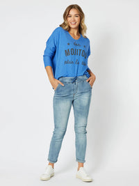 THREADZ_TIE FRONT JOGGER JEAN DENIM _ TIE FRONT JOGGER JEAN DENIM _ Ebony Boutique NZ
