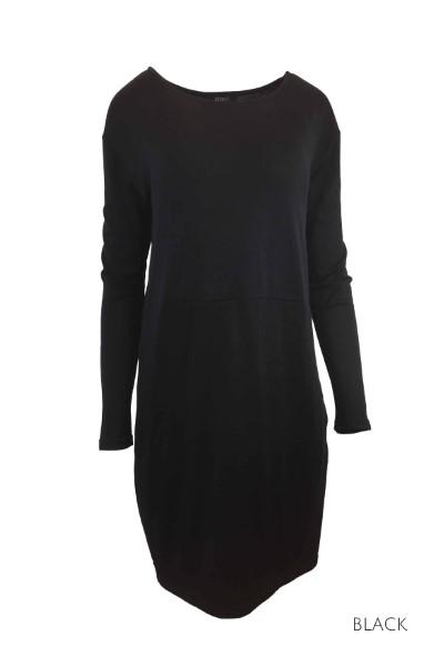 Simple Style Black Long Sleeve Tunic Dress