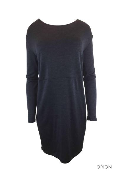 EBONY_WOMENS 100% MERINO WOOL (210) LONG SLEEVE WAIST DETAIL TUNIC DRESS _ _ Ebony Boutique NZ