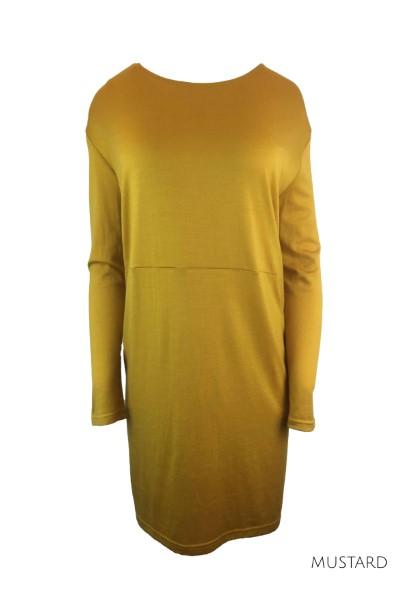 EBONY_WOMENS 100% MERINO WOOL (210) LONG SLEEVE WAIST DETAIL TUNIC DRESS _ _ Ebony Boutique NZ