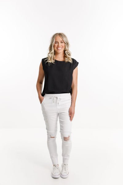 HOME-LEE_WEEKENDER JEANS WHITE WITH RIPS _ _ Ebony Boutique NZ