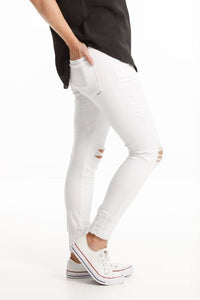 HOME-LEE_WEEKENDER JEANS WHITE WITH RIPS _ _ Ebony Boutique NZ