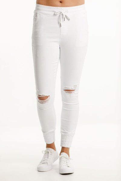 HOME-LEE_WEEKENDER JEANS WHITE WITH RIPS _ _ Ebony Boutique NZ
