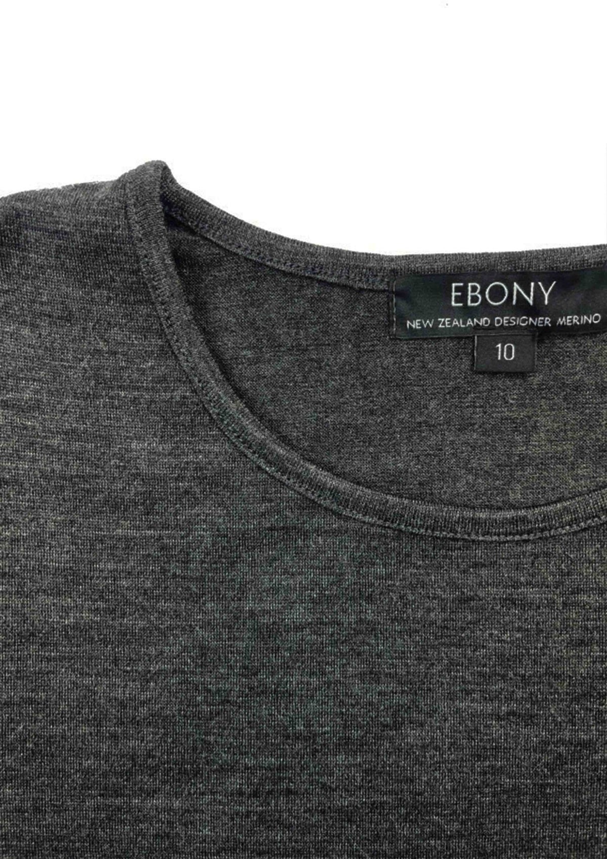 EBONY_WOMENS 100% MERINO (210) LONG SLEEVE CREW TOP CHARCOAL _ _ Ebony Boutique NZ