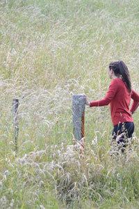 EBONY_WOMENS 100% MERINO (210) LONG SLEEVE CREW TOP EMBER _ _ Ebony Boutique NZ