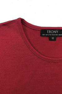 EBONY_WOMENS 100% MERINO (210) LONG SLEEVE CREW TOP EMBER _ _ Ebony Boutique NZ