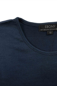 EBONY_WOMENS 100% MERINO (210) LONG SLEEVE CREW TOP FRENCH NAVY _ _ Ebony Boutique NZ