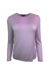 EBONY_WOMENS 100% MERINO (210) LONG SLEEVE CREW TOP LILAC _ _ Ebony Boutique NZ