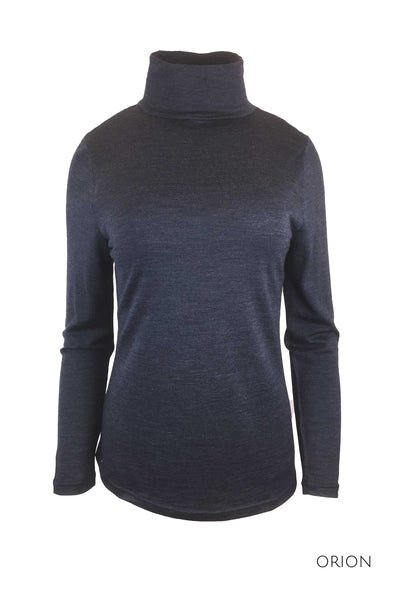EBONY_WOMENS 100% MERINO (210) LONG SLEEVE HIGH NECK TOP ORION _ _ Ebony Boutique NZ