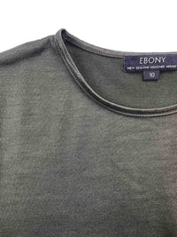 EBONY_WOMENS 100% MERINO (210) LONG SLEEVE SATIN CREW TOP OLIVE _ _ Ebony Boutique NZ