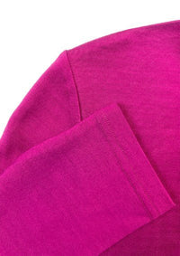 EBONY_WOMENS 100% MERINO (210) LONG SLEEVE SATIN CREW TOP RASPBERRY _ _ Ebony Boutique NZ