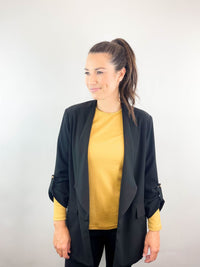 EBONY_WOMENS 100% MERINO (210) LONG SLEEVE SATIN CREW TOP GOLD _ _ Ebony Boutique NZ