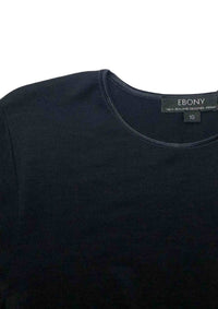 EBONY_WOMENS 100% MERINO (210) LONG SLEEVE SATIN CREW TOP FRENCH NAVY _ _ Ebony Boutique NZ