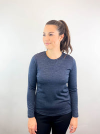 EBONY_WOMENS 100% MERINO (210) LONG SLEEVE SATIN CREW TOP ORION _ _ Ebony Boutique NZ