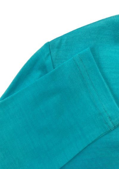 EBONY_WOMENS 100% MERINO (210) LONG SLEEVE SATIN CREW TOP AQUA _ _ Ebony Boutique NZ