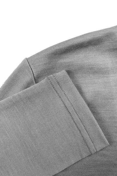 EBONY_WOMENS 100% MERINO (210) LONG SLEEVE SATIN CREW TOP STONE _ _ Ebony Boutique NZ