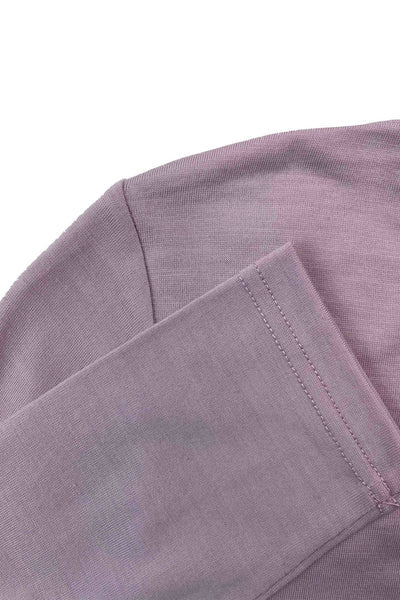 EBONY_WOMENS 100% MERINO (210) LONG SLEEVE SATIN CREW TOP LILAC _ _ Ebony Boutique NZ