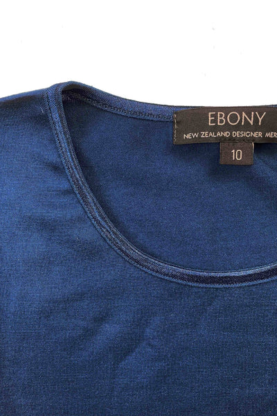 EBONY_WOMENS 100% MERINO (210) LONG SLEEVE SATIN CREW TOP TWILIGHT _ _ Ebony Boutique NZ