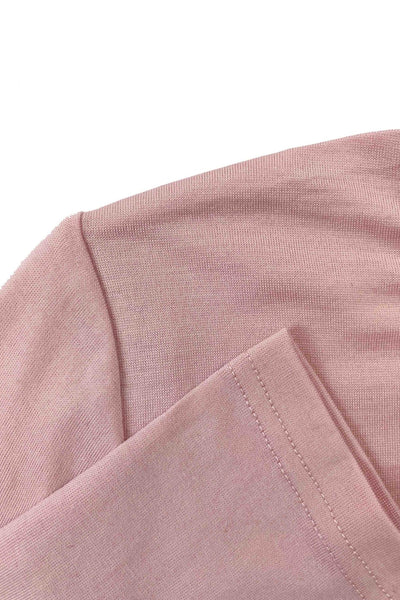 EBONY_WOMENS 100% MERINO (210) LONG SLEEVE SATIN CREW TOP BLUSH _ _ Ebony Boutique NZ