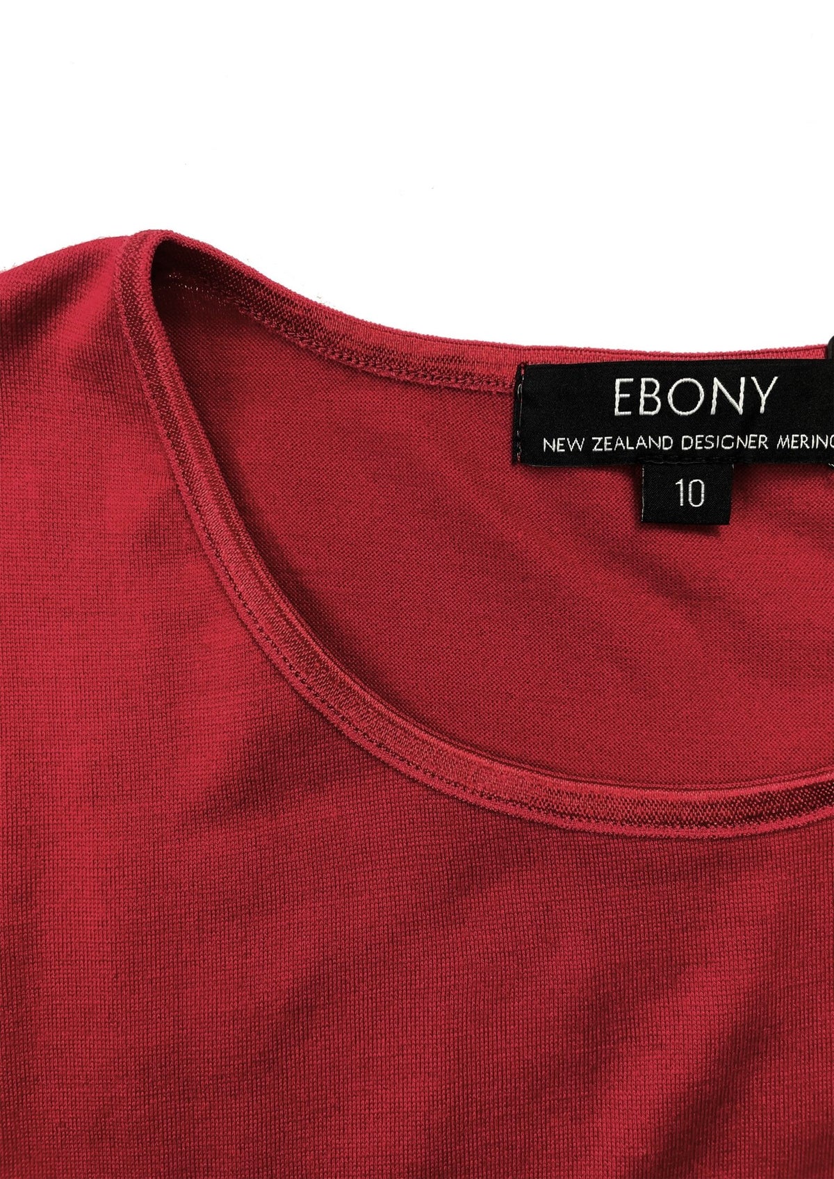 EBONY_WOMENS 100% MERINO (210) LONG SLEEVE SATIN CREW TOP EMBER _ _ Ebony Boutique NZ