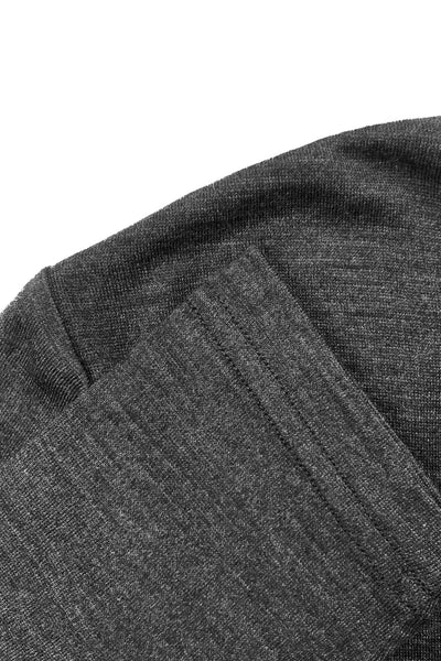 EBONY_WOMENS 100% MERINO (210) LONG SLEEVE V NECK TOP CHARCOAL _ _ Ebony Boutique NZ