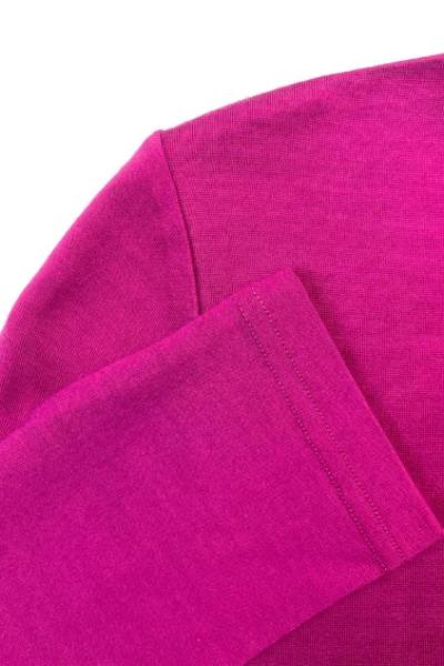 EBONY_WOMEN'S 100% MERINO WOOL (210) A-LINE SCOOP LONG SLEEVE TOP RASPBERRY _ _ Ebony Boutique NZ