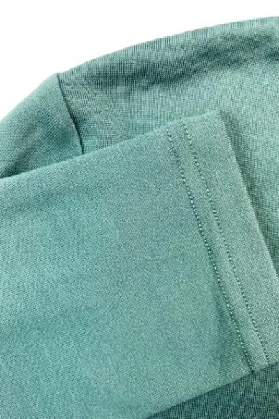 EBONY_WOMEN'S 100% MERINO WOOL (210) A-LINE SCOOP LONG SLEEVE TOP STORM BLUE-GREEN _ _ Ebony Boutique NZ