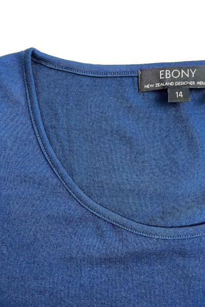 EBONY_WOMEN'S 100% MERINO WOOL (210) A-LINE SCOOP LONG SLEEVE TOP TWILIGHT _ _ Ebony Boutique NZ