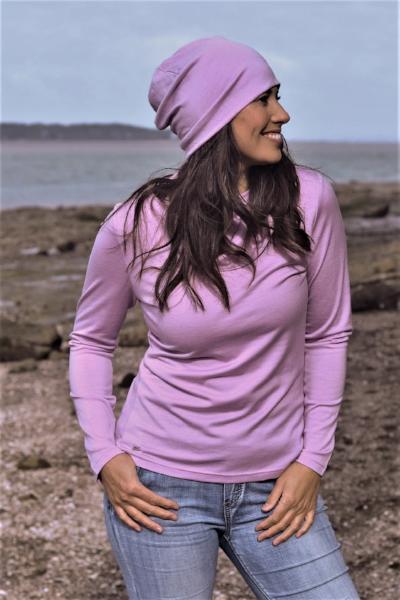 EBONY_WOMENS 100% MERINO WOOL (210) COWL NECK LONG SLEEVE JUMPER LILAC _ _ Ebony Boutique NZ