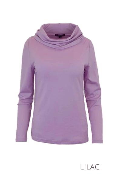 EBONY_WOMENS 100% MERINO WOOL (210) COWL NECK LONG SLEEVE JUMPER LILAC _ _ Ebony Boutique NZ