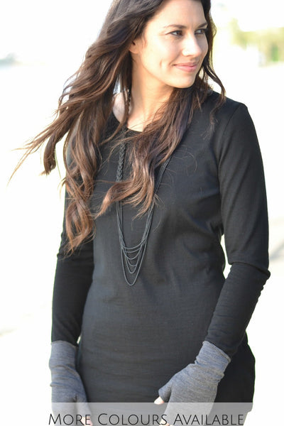 EBONY_MERINO WOOL FINGERLESS GLOVES WOMENS CHARCOAL _ _ Ebony Boutique NZ