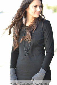 EBONY_MERINO WOOL FINGERLESS GLOVES WOMENS CHARCOAL _ _ Ebony Boutique NZ