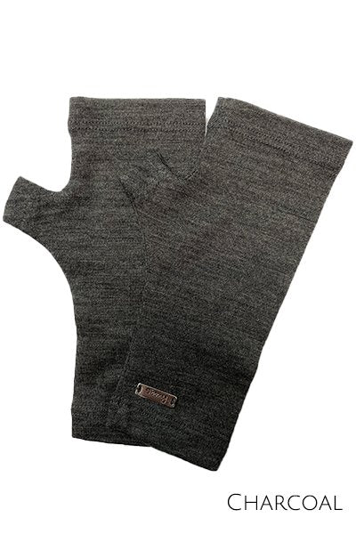 EBONY_MERINO WOOL FINGERLESS GLOVES WOMENS CHARCOAL _ _ Ebony Boutique NZ