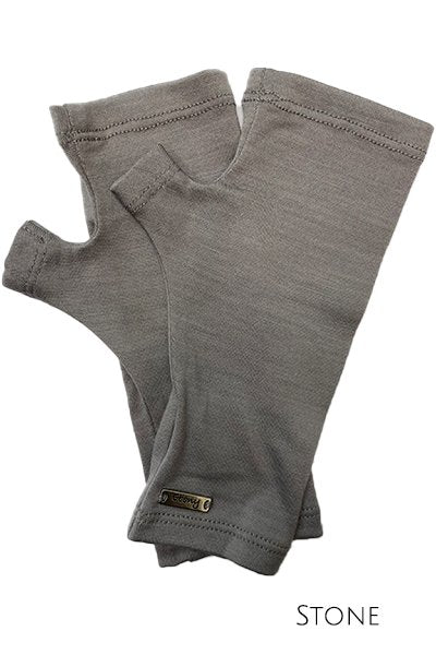 EBONY_MERINO WOOL FINGERLESS GLOVES WOMENS STONE _ _ Ebony Boutique NZ