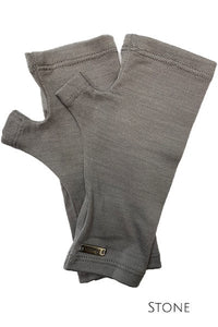 EBONY_MERINO WOOL FINGERLESS GLOVES WOMENS STONE _ _ Ebony Boutique NZ