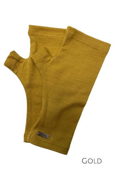 EBONY_MERINO WOOL FINGERLESS GLOVES WOMENS GOLD _ _ Ebony Boutique NZ