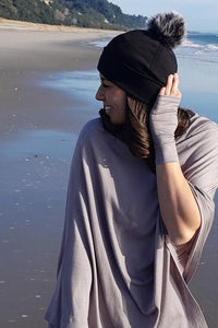 EBONY_MERINO WOOL FINGERLESS GLOVES WOMENS STONE _ _ Ebony Boutique NZ