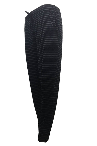 EBONY_WOMEN'S 100% MERINO WOOL (210) JOGGER PANTS STRIPE BLACK/GREY _ _ Ebony Boutique NZ
