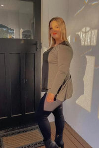 EBONY_WOMEN'S 100% MERINO WOOL (210) A-LINE SCOOP LONG SLEEVE TOP OLIVE _ _ Ebony Boutique NZ