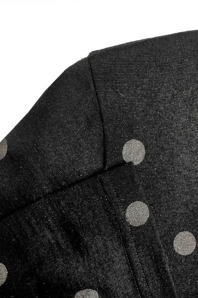 EBONY_WOMEN'S 100% MERINO (210) A-LINE SCOOP LONG SLEEVE TOP SPOT PRINT BLACK & SILVER _ _ Ebony Boutique NZ