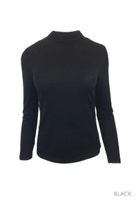 EBONY_WOMEN'S 100% MERINO WOOL (210) LONG SLEEVE TURTLE NECK JUMPER BLACK _ _ Ebony Boutique NZ