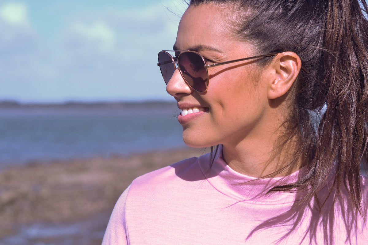 EBONY_WOMEN'S 100% MERINO WOOL (210) LONG SLEEVE TURTLE NECK JUMPER BLUSH _ _ Ebony Boutique NZ