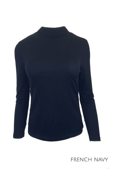 EBONY_WOMEN'S 100% MERINO WOOL (210) LONG SLEEVE TURTLE NECK JUMPER FRENCH NAVY _ _ Ebony Boutique NZ