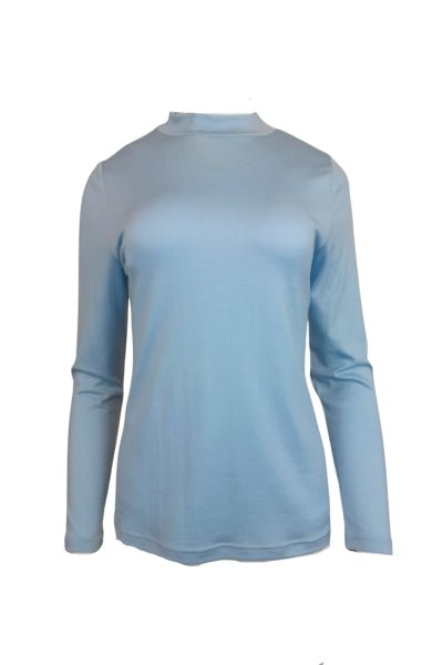 EBONY_WOMEN'S 100% MERINO WOOL (210) LONG SLEEVE TURTLE NECK JUMPER WASHED BLUE _ _ Ebony Boutique NZ