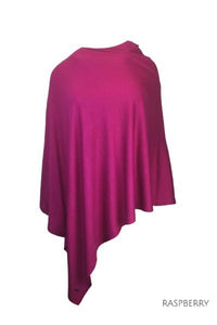 EBONY_100% MERINO WOOL PONCHO EASY STYLE LAYER RASPBERRY _ _ Ebony Boutique NZ