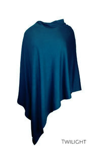 EBONY_100% MERINO WOOL PONCHO EASY STYLE LAYER TWILIGHT _ _ Ebony Boutique NZ